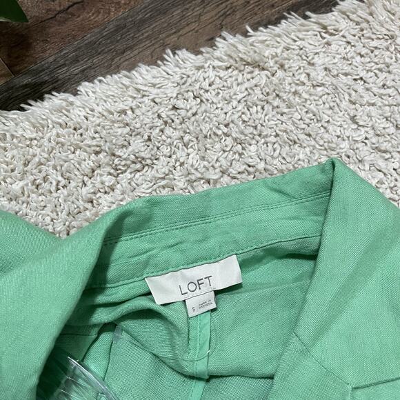 LOFT Small Polished Oversized Cactus Green Linen Blend Relaxed Tailored Blazer - Picture 3 of 5